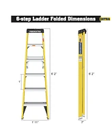 Fiberglass Step Ladder 6-Step 300LBS Yellow