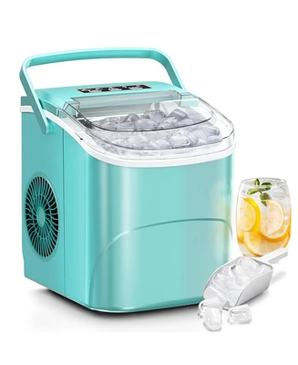 Cowsar Countertop Ice Maker,26Lbs/24H,9 Cubes 6 Mins,Portable Machine with Scoop and Basket,2 Sizes of Bullet Cube for Home Kitchen Off