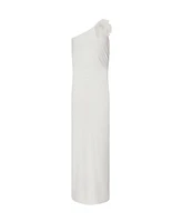 Quiz Women's Asymmetric Scuba Crepe Maxi Dress With 3D Floral Detail