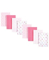 Hudson Baby Luvable Friends Girls Cotton Poly Flannel Burp Cloths 8-Pack, Birdies, One Size