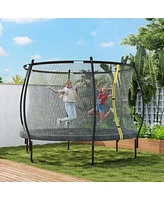 Soozier 10ft Outdoor Trampoline with Net Enclosure, Curved Poles