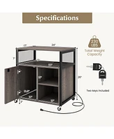File Cabinet on Wheels with Charging Station and Cable Management Hole