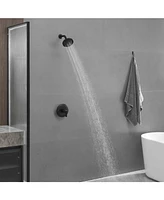 Single Handle 9-Spray Round Rain Shower Faucet 1.8 Gpm with Pressure Balance Valve in. Matte Black