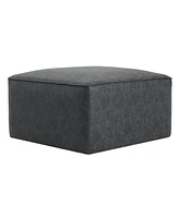 Square Pu Leather Ottoman,Black