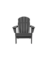 3-Piece Gray Folding Adirondack Set (2 Chairs & Table)