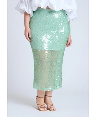 Eloquii Plus Semi Sheer Sequin Midi Skirt