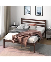 Twin Size Wood Platform Bed Frame with Headboard