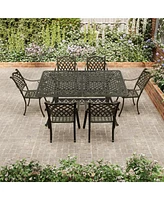 Mondawe 7-Piece Outdoor Patio Furniture Set Dinning Chair with Foldable Table