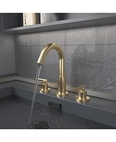 8 in. Widespread 2-Handle Mid-Arc Bathroom Faucet with Valve and cUPC Water Supply Lines Brushed Gold