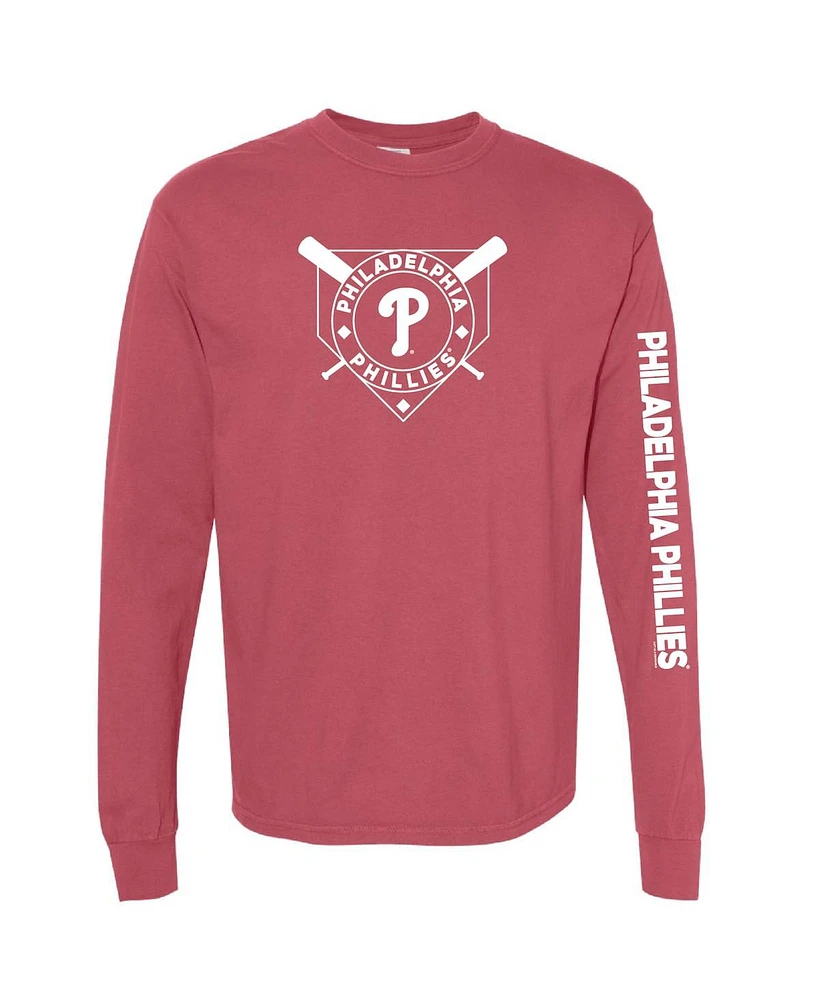 Soft as a Grape Women's Red Philadelphia Phillies Pigment Dye Long Sleeve T-Shirt