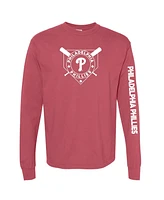 Soft as a Grape Women's Red Philadelphia Phillies Pigment Dye Long Sleeve T-Shirt
