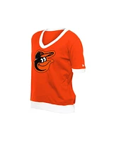 New Era Women's Orange Baltimore Orioles Game Day Rhinestone V-Neck T-Shirt