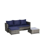 2-Piece Wicker Patio Set, L-Shaped, Ottoman, Lounger Table