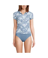 Lands' End Women's Short Sleeve Pique Johnny Collar Upf 50 Rash Guard
