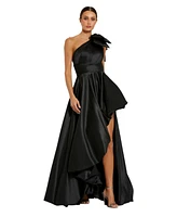Mac Duggal Women's Satin One Shoulder Bow Gown