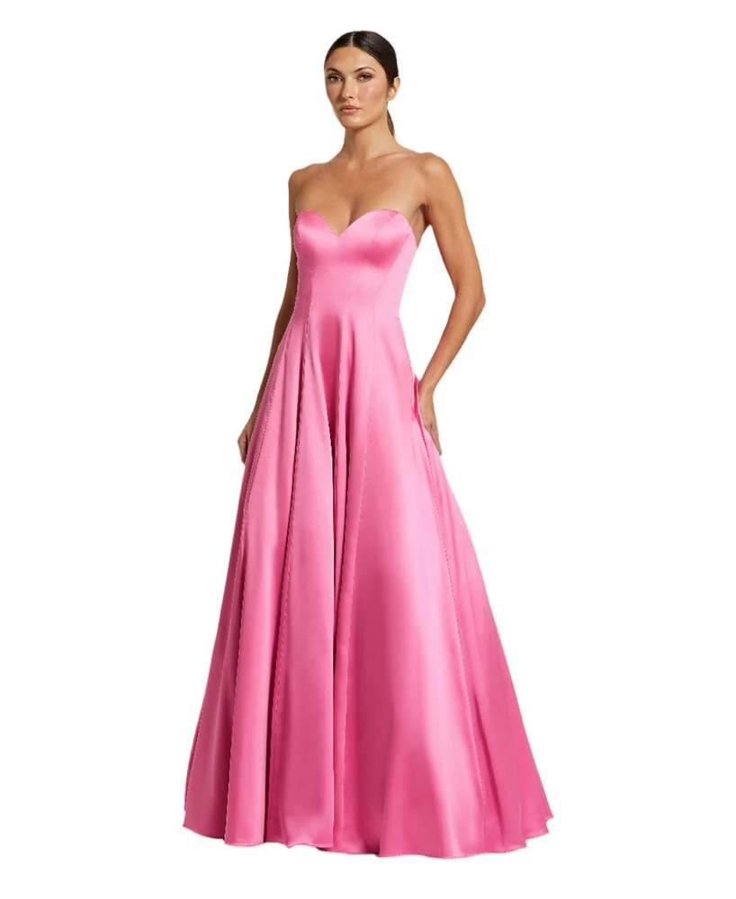 Mac Duggal Women's Satin Strapless Ballgown With Bow Details
