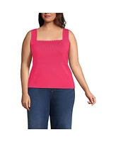 Lands' End Plus High Retention Square Neck Tank Sweater - Set Top
