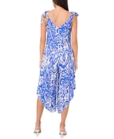 Vince Camuto Women's V-Neck Tie-Strap Cascade-Leg Jumpsuit