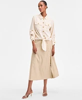 I.n.c. International Concepts Women's Tie-Front Safari Blouse, Exclusively at Macy's