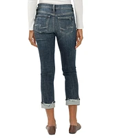 Silver Jeans Co. Women's Suki Mid Rise Curvy-Fit Straight-Leg Cropped