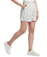 Bcx Juniors' Striped Pleat-Front Mid-Rise Shorts