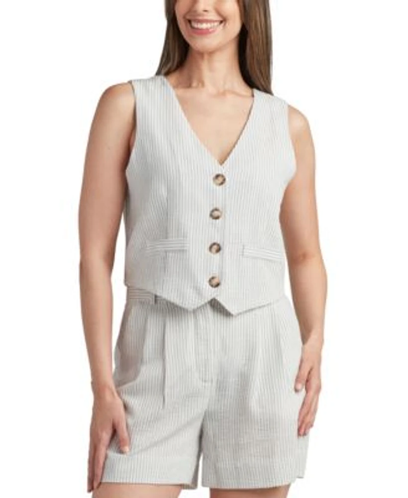 Bcx Juniors Striped Vest Triped Pleat Front Shorts