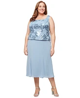 Alex Evenings Plus Sequinned Jacket & Tea-Length Dress