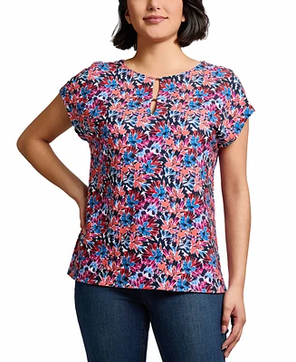 Jones New York Women's Floral-Print Cap-Sleeve Top