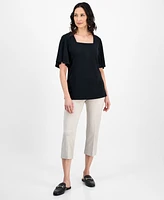 Jm Collection Petite Flutter-Sleeve Square-Neck Top, Exclusively at Macy's