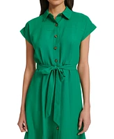 Calvin Klein Women's Belted Cap-Sleeve Shirtdress