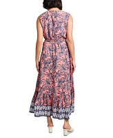 Jones New York Women's Printed Smocked-Waist Tiered Maxi Dress