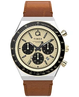 Timex Men's Analog Brown Leather Strap Watch, 40mm