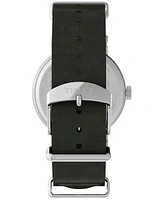 Timex Men's Analog Green Leather Strap Watch, 40mm