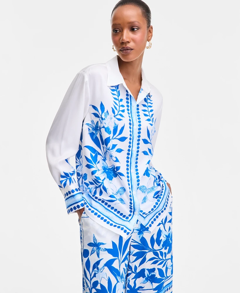 I.n.c. International Concepts Women's Printed Long-Sleeve Shirt, Exclusively at Macy's