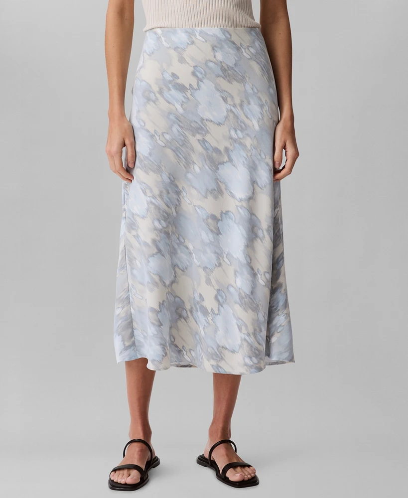 Calvin Klein Women's Printed Crepe Midi Slip Skirt