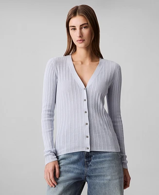 Calvin Klein Women's Silk-Cotton Ribbed Cardigan