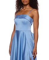B Darlin Juniors' Satin Square-Neck Sleeveless Gown