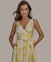 Donna Karan New York Women's Floral-Print Cotton A-Line Dress