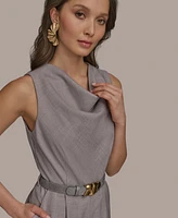 Donna Karan New York Women's Cowlneck Belted Romper