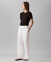 Calvin Klein Women's Linen-Cotton Straight-Leg Pants