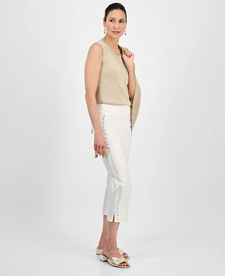 Jm Collection Women's Rhinestone Pull-On Capri Pants, Exclusively at Macy's