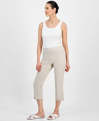 Jm Collection Women's Rhinestone Pull-On Capri Pants, Exclusively at Macy's