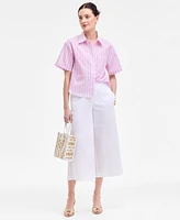 On 34th Women's Cotton Adventure Stripe Short-Sleeve Shirt, Exclusively at Macy's