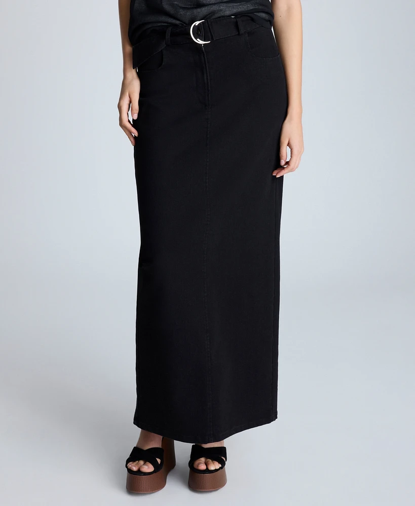 Kenneth Cole Women's Belted Denim Maxi Skirt