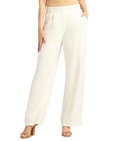 Bcx Juniors' Pleat-Front Mid-Rise Wide-Leg Pants