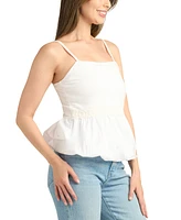 Bcx Juniors' Solid Poplin Bubble-Peplum Square-Neck Top
