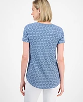 Jm Collection Women's Printed Scoop-Neck Knit Top, Exclusively at Macy's