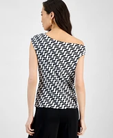 I.n.c. International Concepts Women's Cotton Extended-Shoulder Cowlneck Top, Exclusively at Macy's