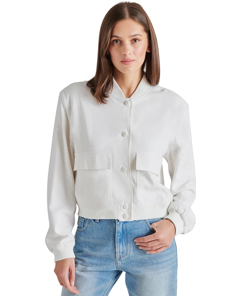 Steve Madden Women's Ardine Linen-Blend Bomber Jacket
