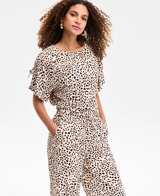 I.n.c. International Concepts Women's Side-Tie Animal-Print Top, Exclusively at Macy's